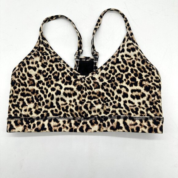 Zyia Active Sports Bra Women's Pullover Athletic Mesh Animal Print Black Beige S - Picture 1 of 11